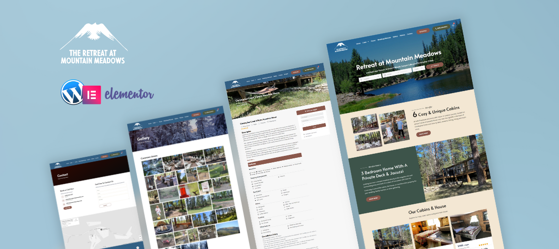 Website design for Mountain Meadows Cabins